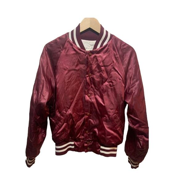 vintage satin bomber jacket 'Brandywine Bullets' red maroon Majestic brand sz M - Picture 2 of 8